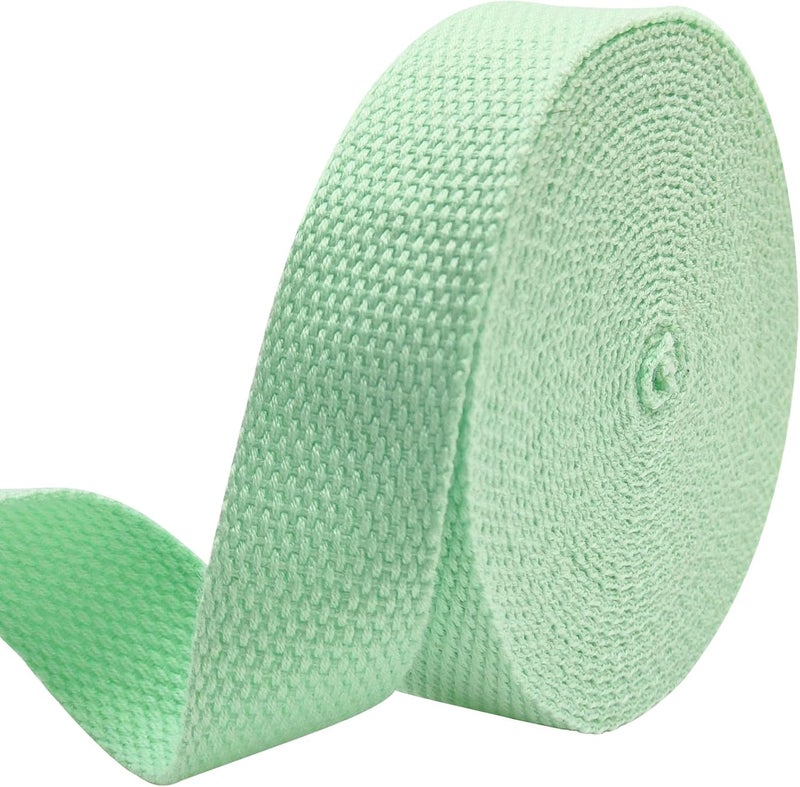 Evora 1 inch Cotton Webbing Braid Handles Bag Strap 15ft High Density Webbing Plain Weave Straps for Cloth Tote Bag, Pet Collars, DIY Projects, Crafts, Outdoor Accessories (Mint 5133) - Image 1